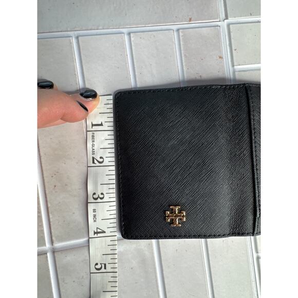 Tory Burch Black Bifold Flat Wallet with Gold Emblem 3”x4” Women’s - Picture 7 of 7